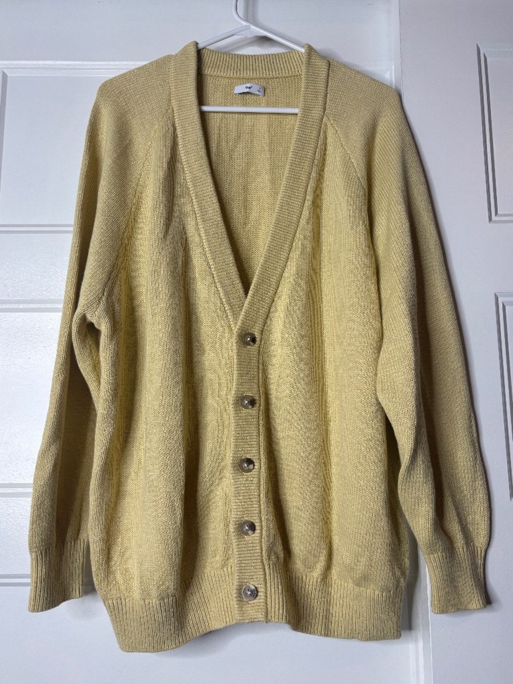 TNA Butter Yellow Cotton Cardigan Medium Weight